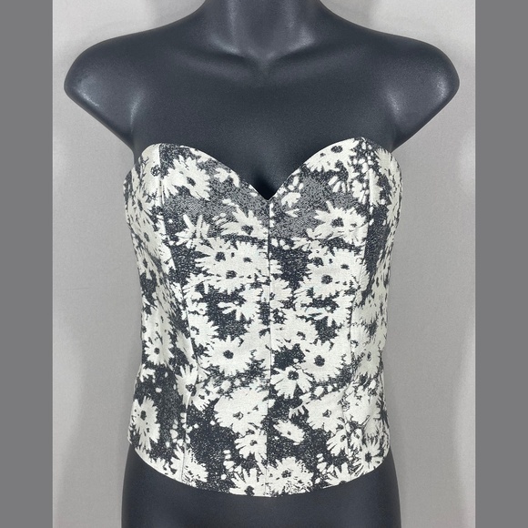 NEW Stella McCartney Corset Shirt Womens Small black gray floral designer top - Picture 1 of 10